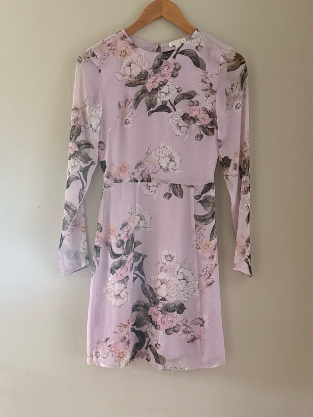 Leith Lavender Floral Long Sleeve Mini Dress